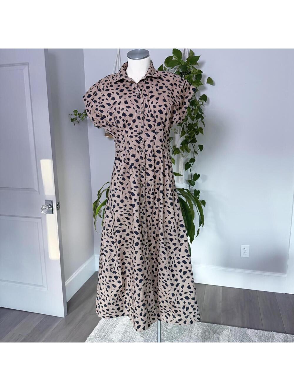 Marine Layer Bambi Abstract Print Button Front Midi Dress Size S